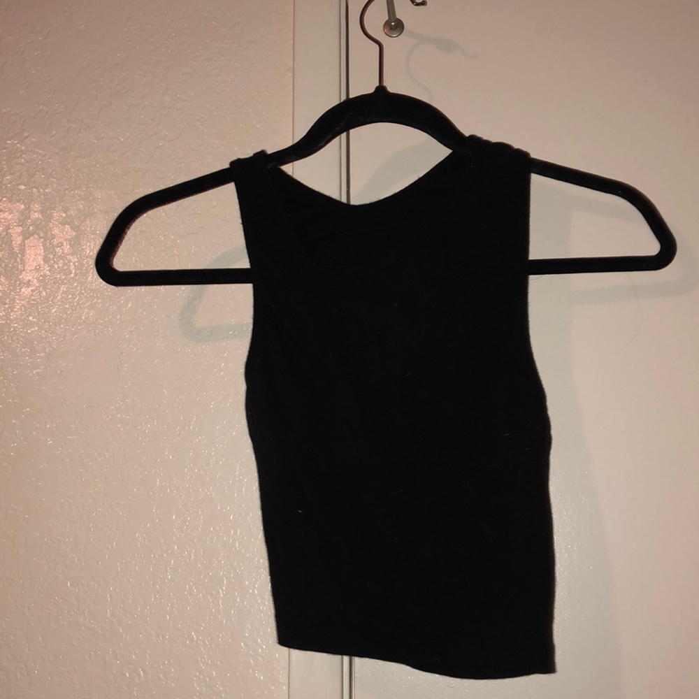 asymmetrical urban outfitters black crop top.